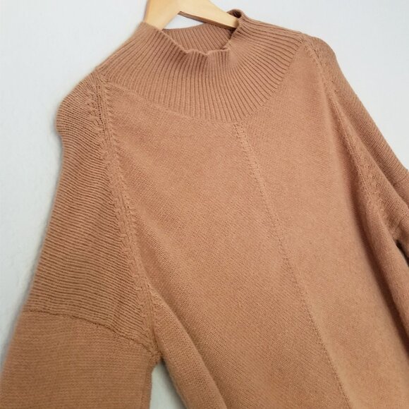 Maeve Anthropologie Crystal Longline Tunic Sweater S Camel Brown Mock Neck $118 - Picture 5 of 15